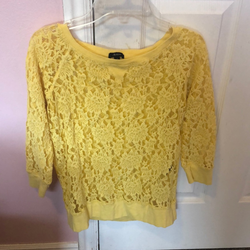 Yellow lace sweater